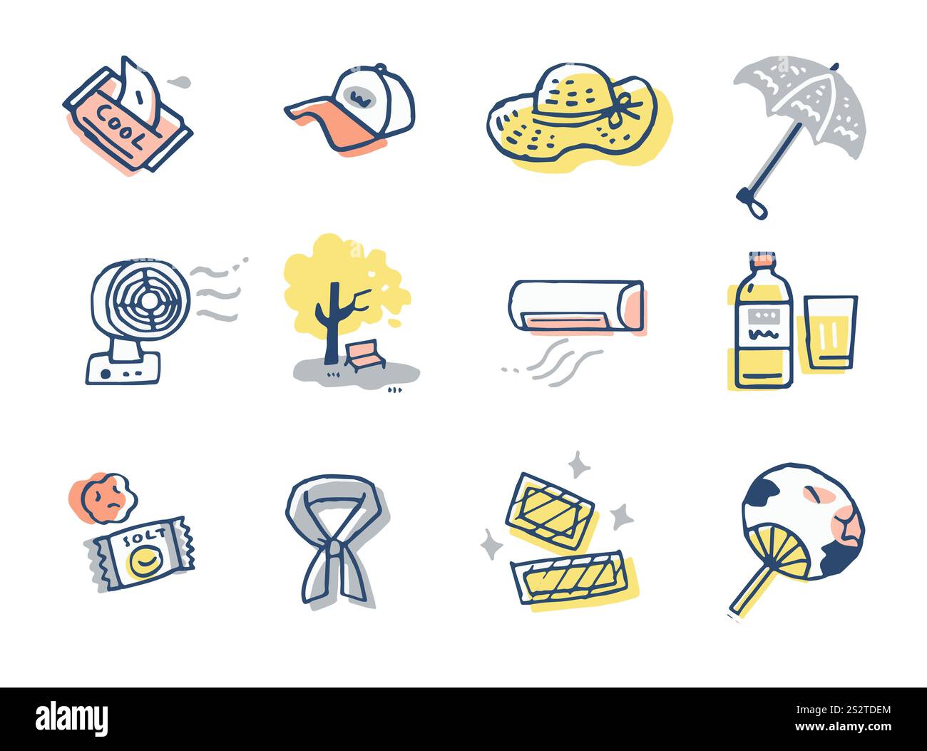 Various heat stroke items Set Stock Photo - Alamy