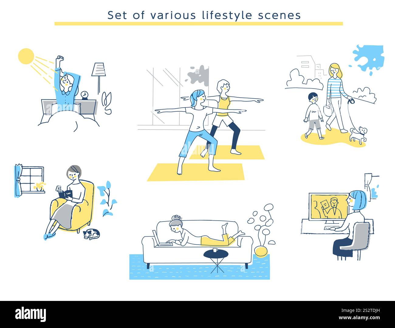 Female Lifestyle Scene Set Stock Photo - Alamy