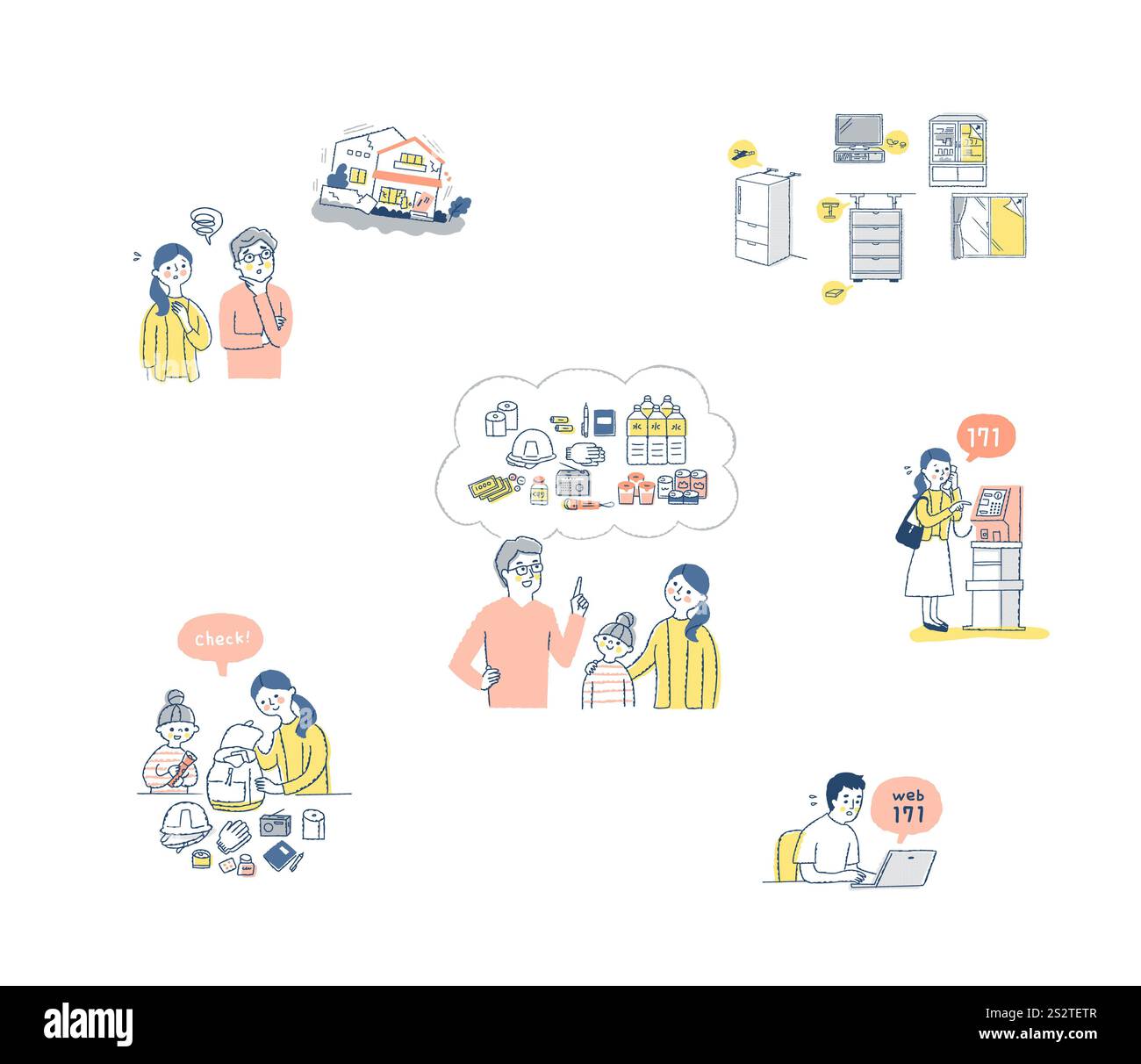 Disaster Preparedness And Emergency Supplies Illustration Set Stock
