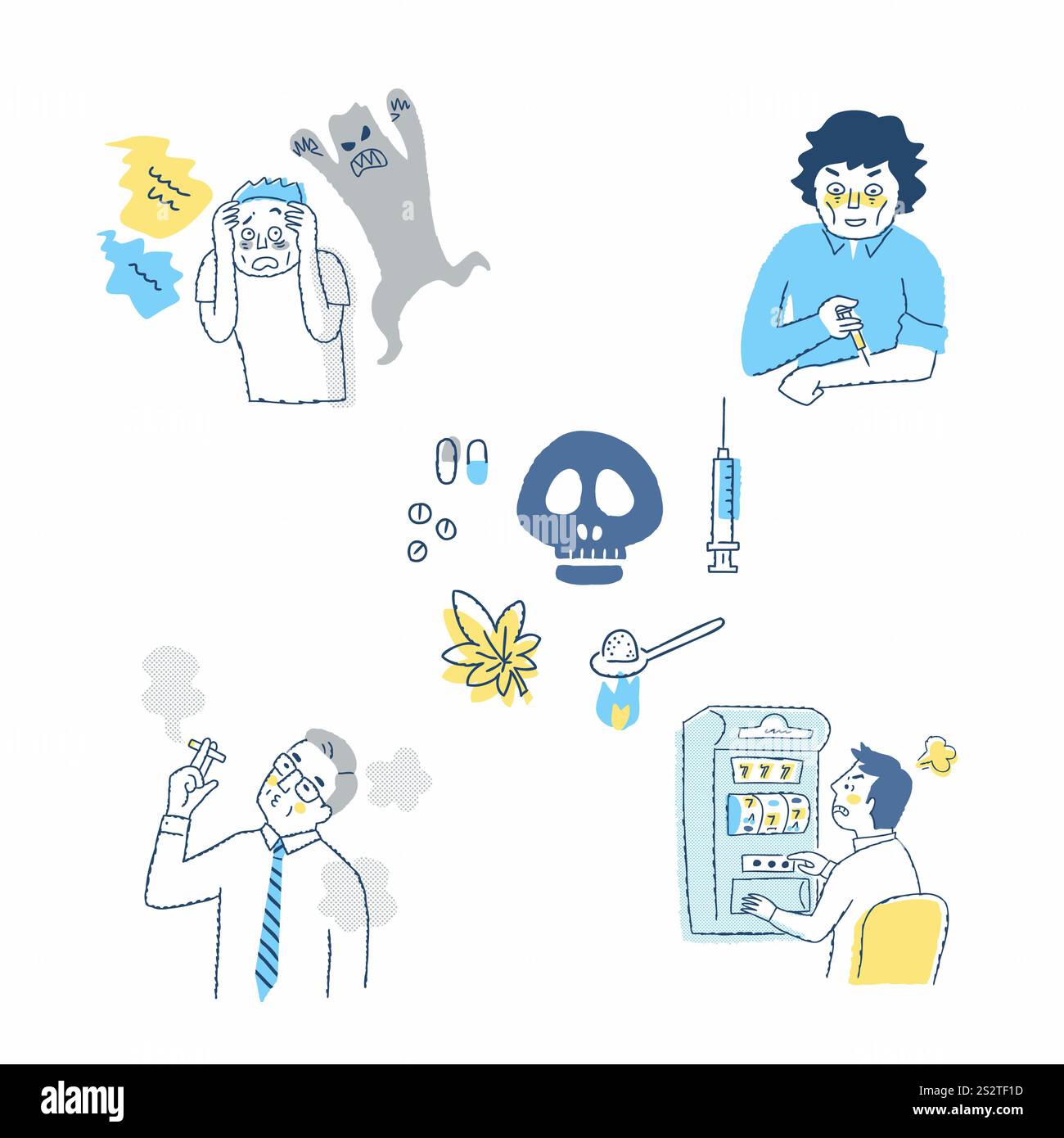 Various addiction illustrations Variation set Stock Photo - Alamy