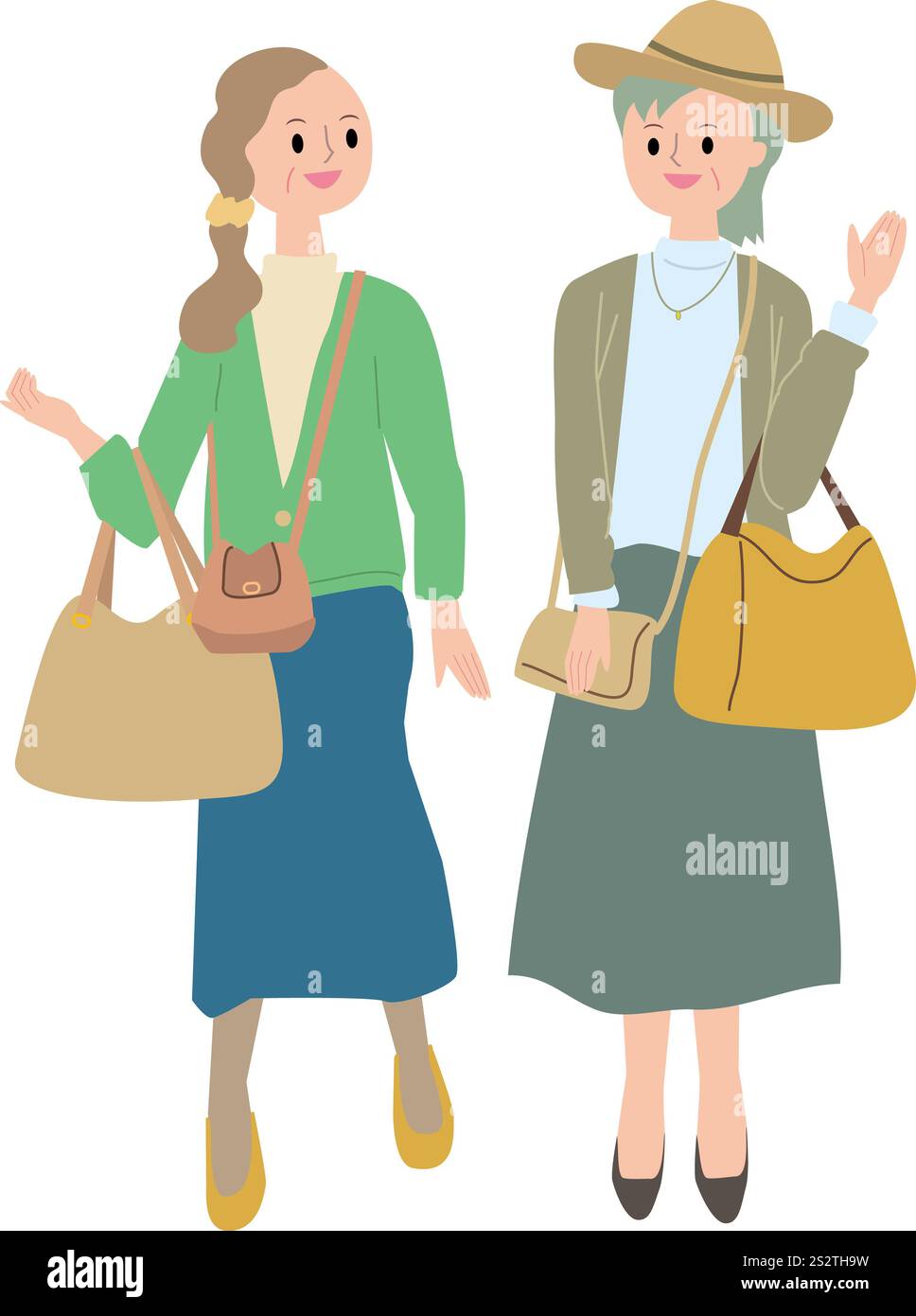 Two senior women walking side by side Stock Photo - Alamy