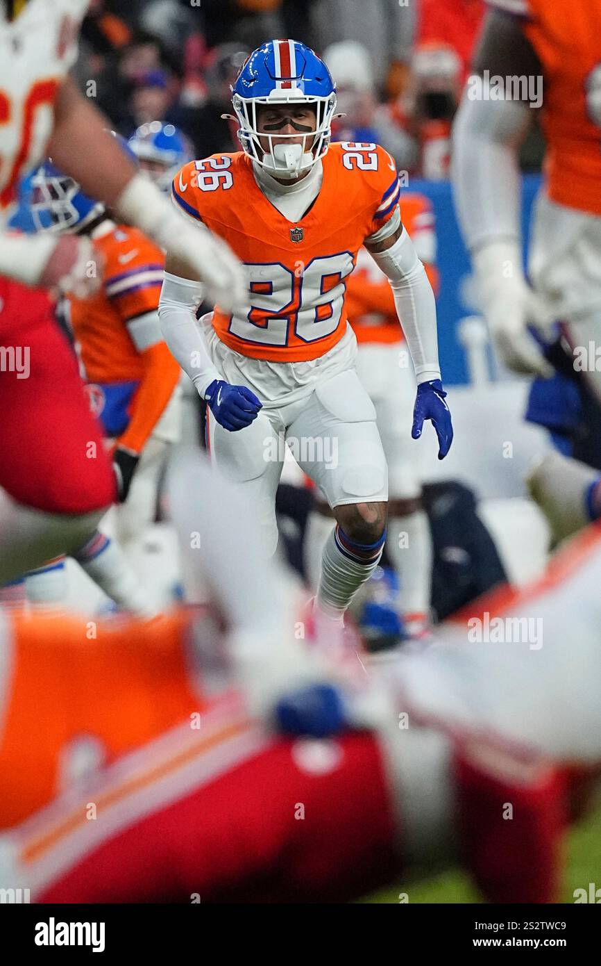 Denver Broncos safety Devon Key (26) runs a play against the Kansas ...