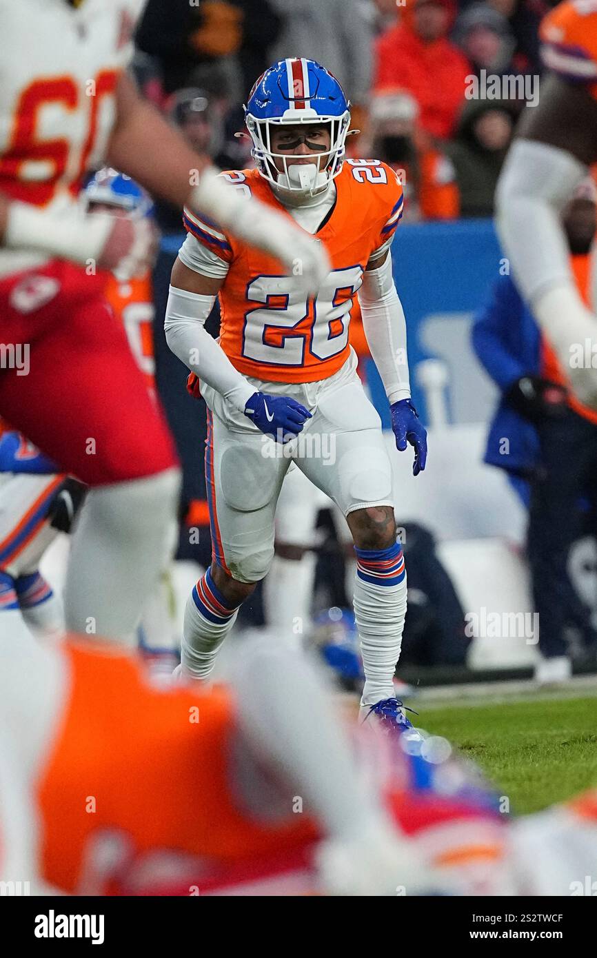 Denver Broncos safety Devon Key (26) runs a play against the Kansas ...