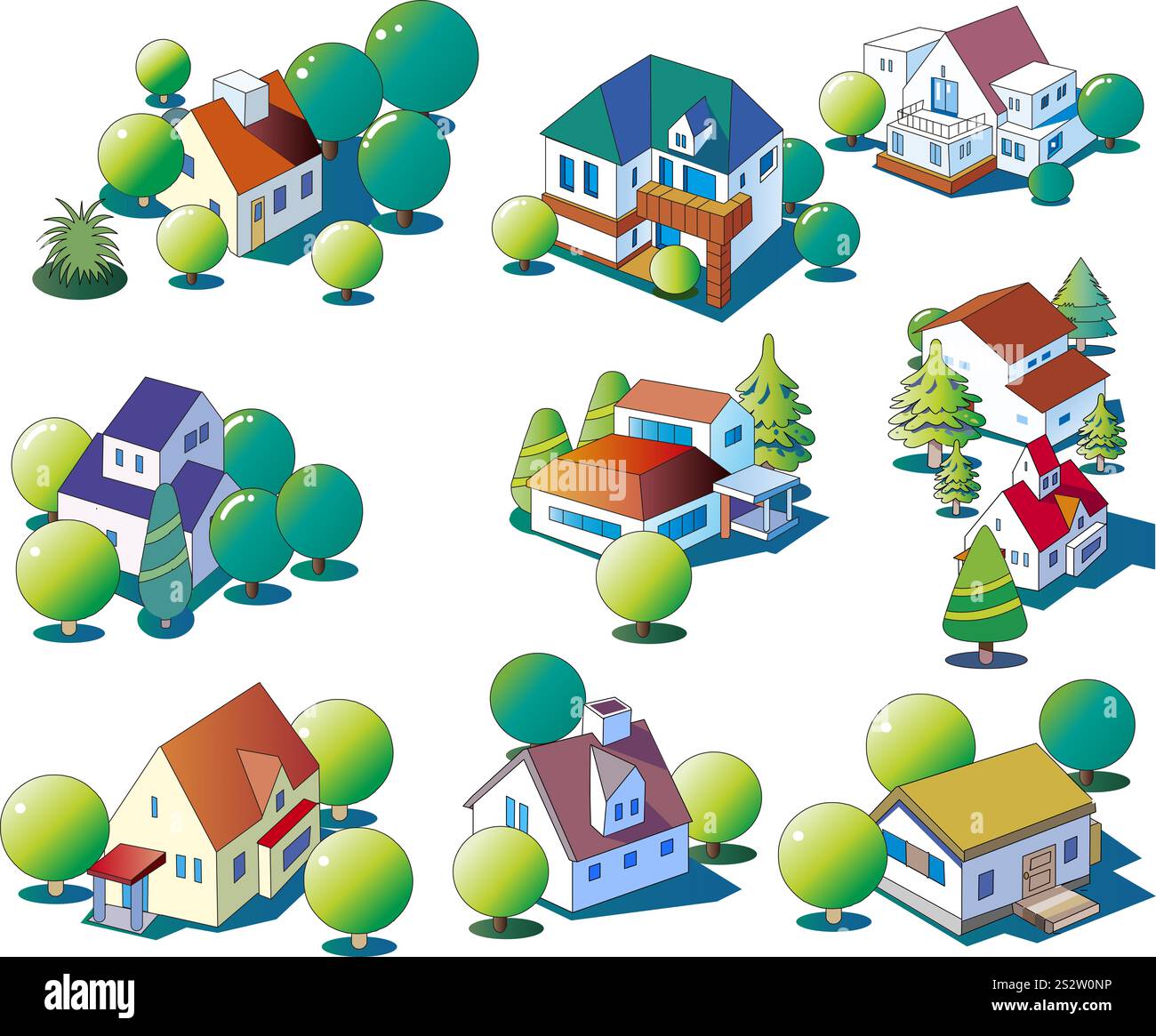 Collection of illustrations of the house Stock Photo - Alamy