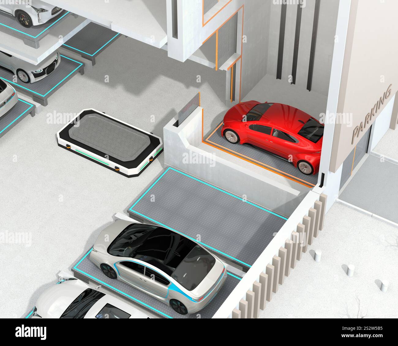 Concept image of a fully automated parking system that allows ...