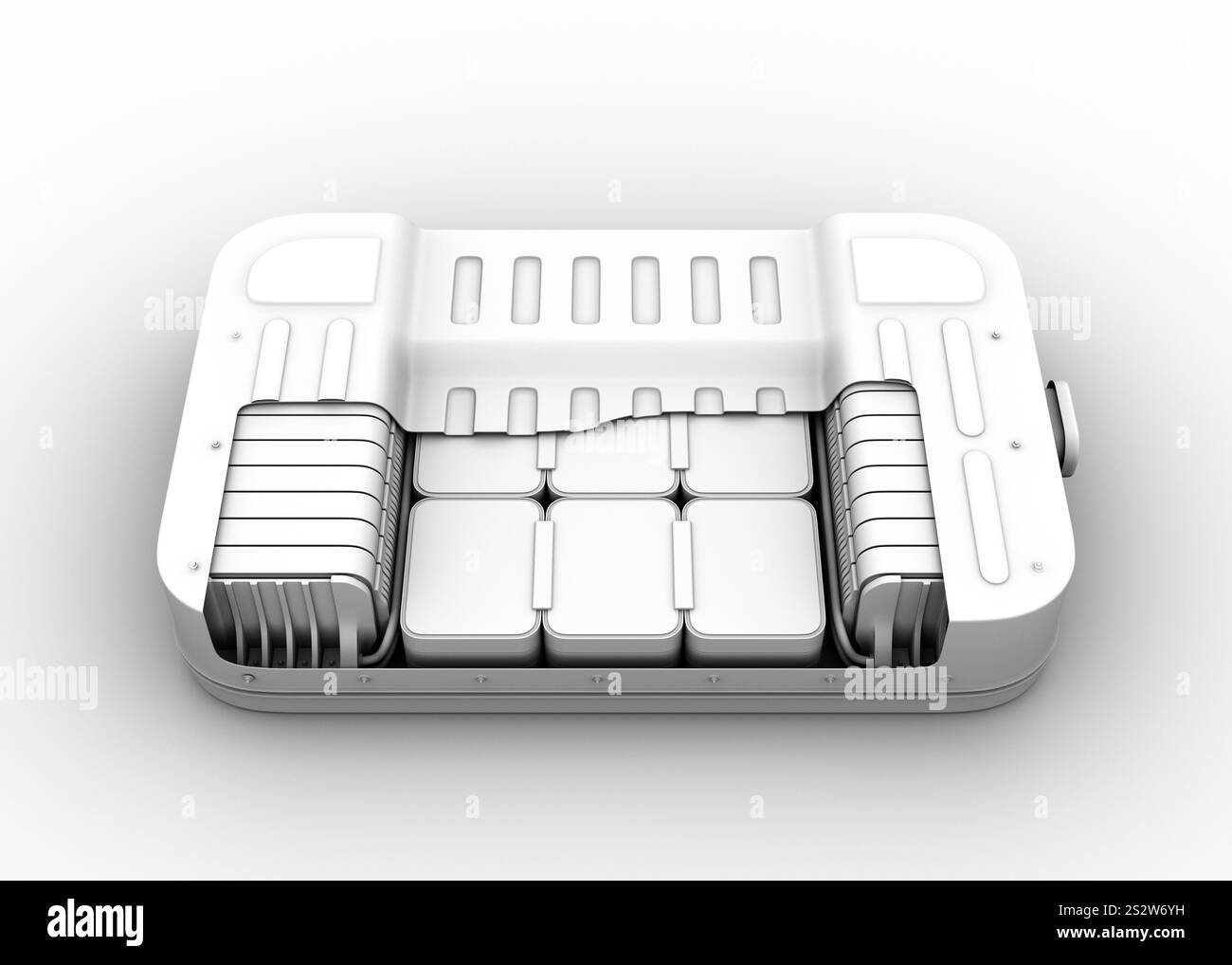 Cutaway model of an electric vehicle battery pack in clay rendering ...