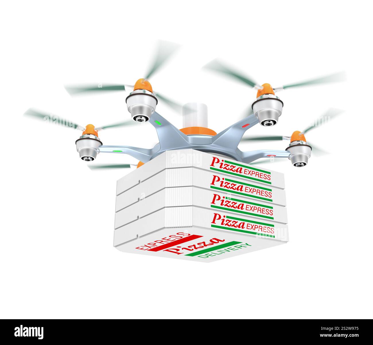 Pizza delivery by drone Stock Photo