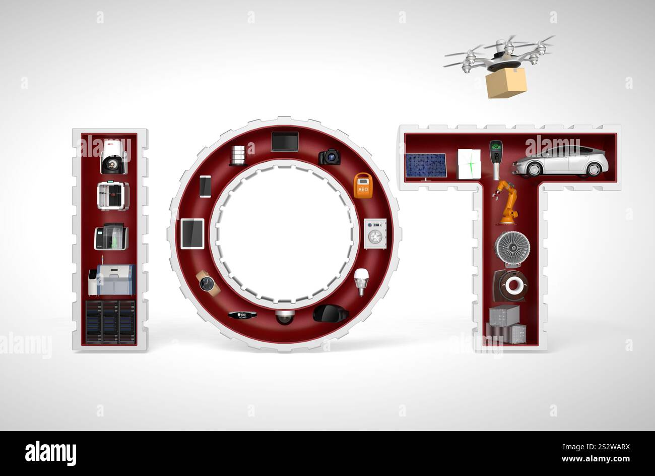 Industrial products in IOT letters. Internet of Things concept in ...