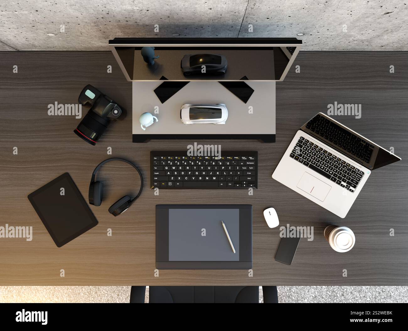 Above view desktop workstation hi-res stock photography and images - Alamy