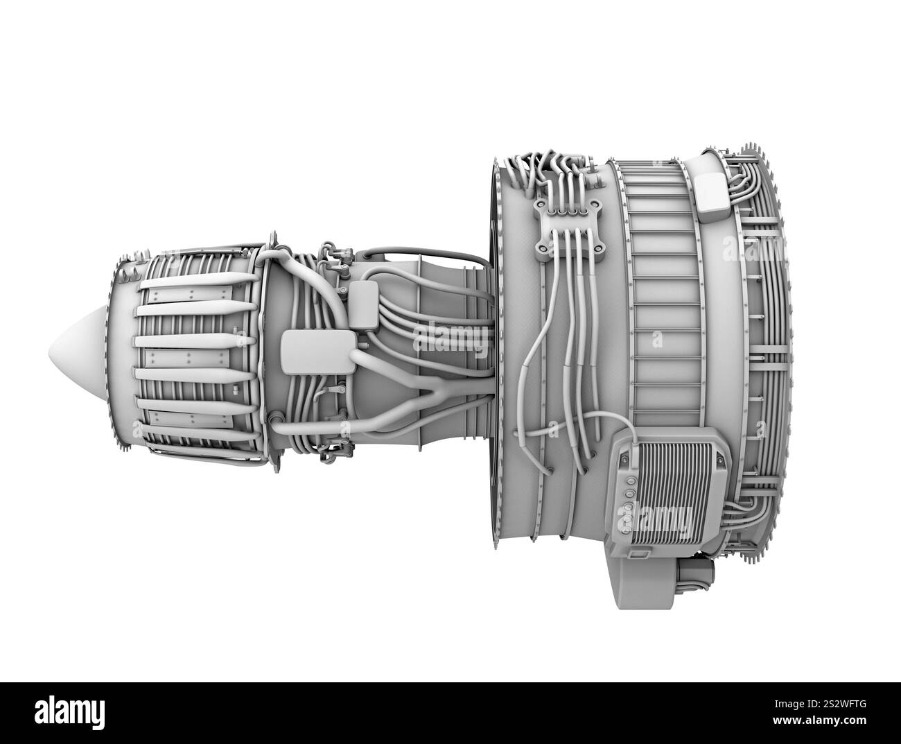 Grey shading image of a turbofan engine Stock Photo - Alamy