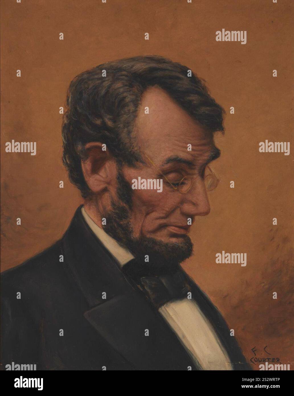 Franklin C. Courter - Portrait of Abraham Lincoln Oil on Masonite ...