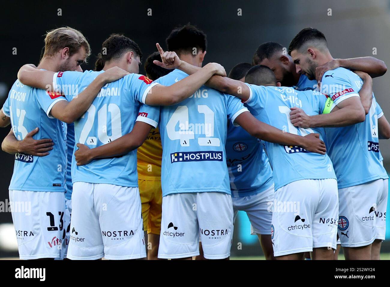 City players gather prior to kick off during the ALeague Men Round 17