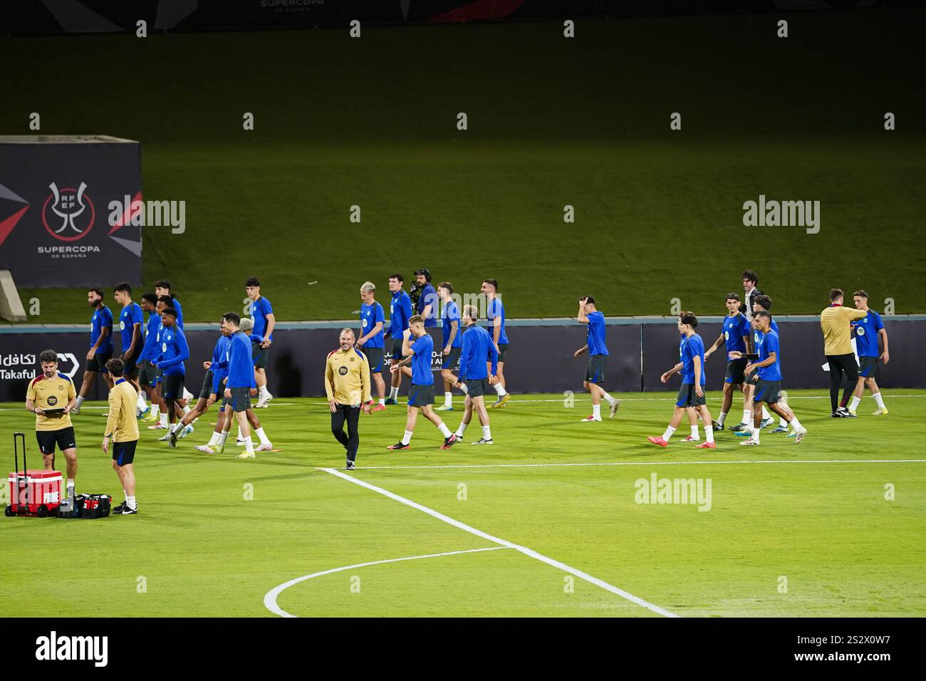 FC Barcelona players participate in the last training session before