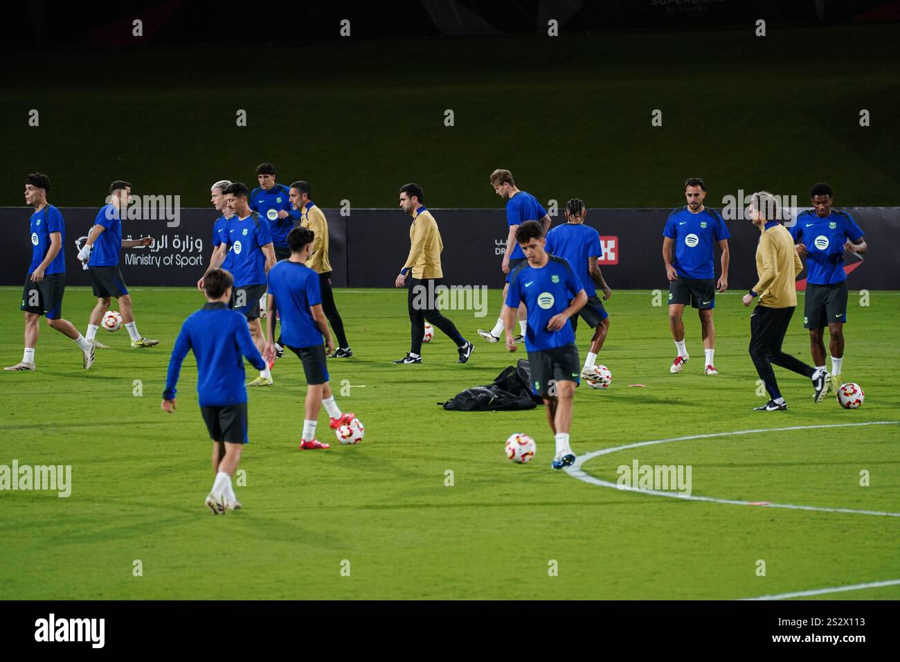 FC Barcelona players participate in the last training session before
