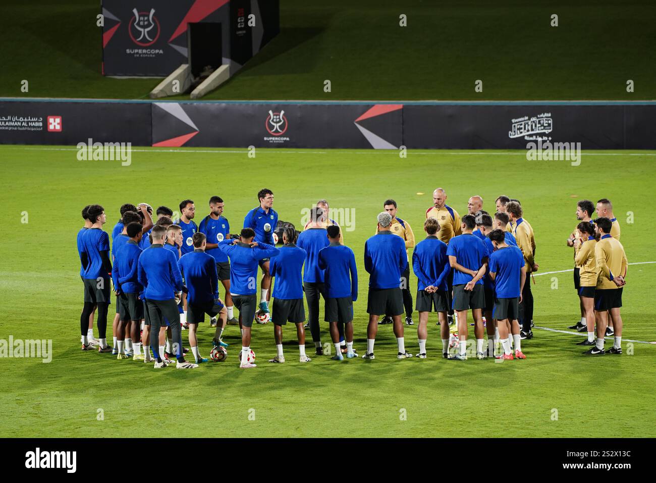 FC Barcelona players participate in the last training session before