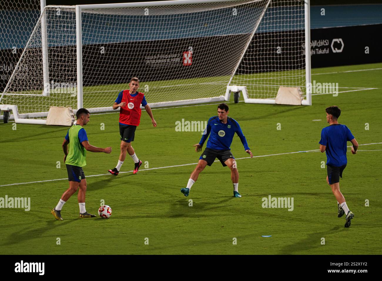 FC Barcelona players participate in the last training session before