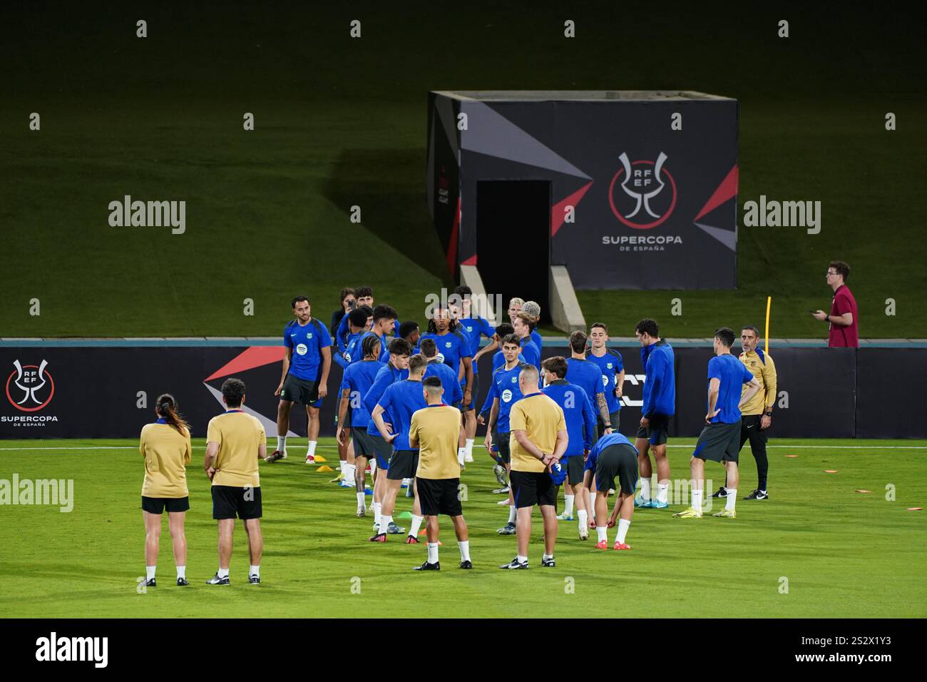 FC Barcelona players participate in the last training session before