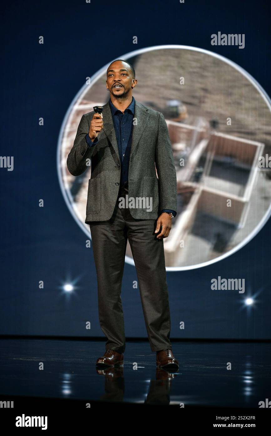 LAS VEGAS, Nevada Anthony Mackie speaking at the Panasonic Keynote