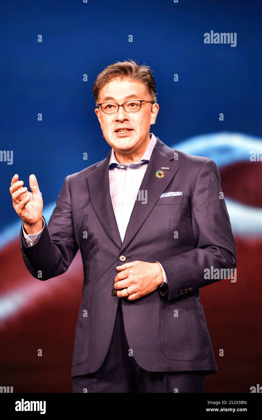 LAS VEGAS, Nevada Yuki Kusumi speaking at the Panasonic Keynote