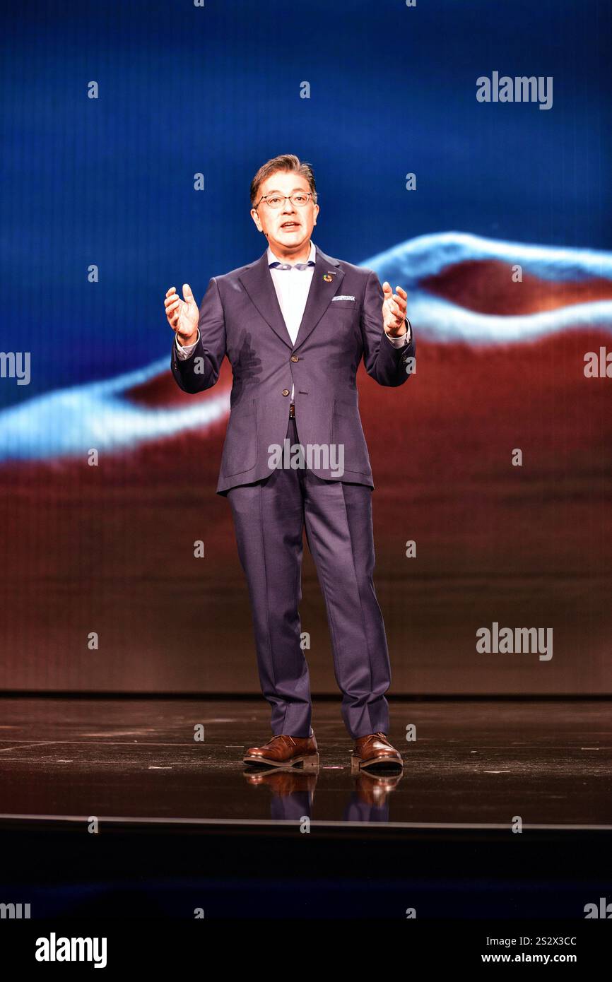 LAS VEGAS, Nevada Yuki Kusumi speaking at the Panasonic Keynote