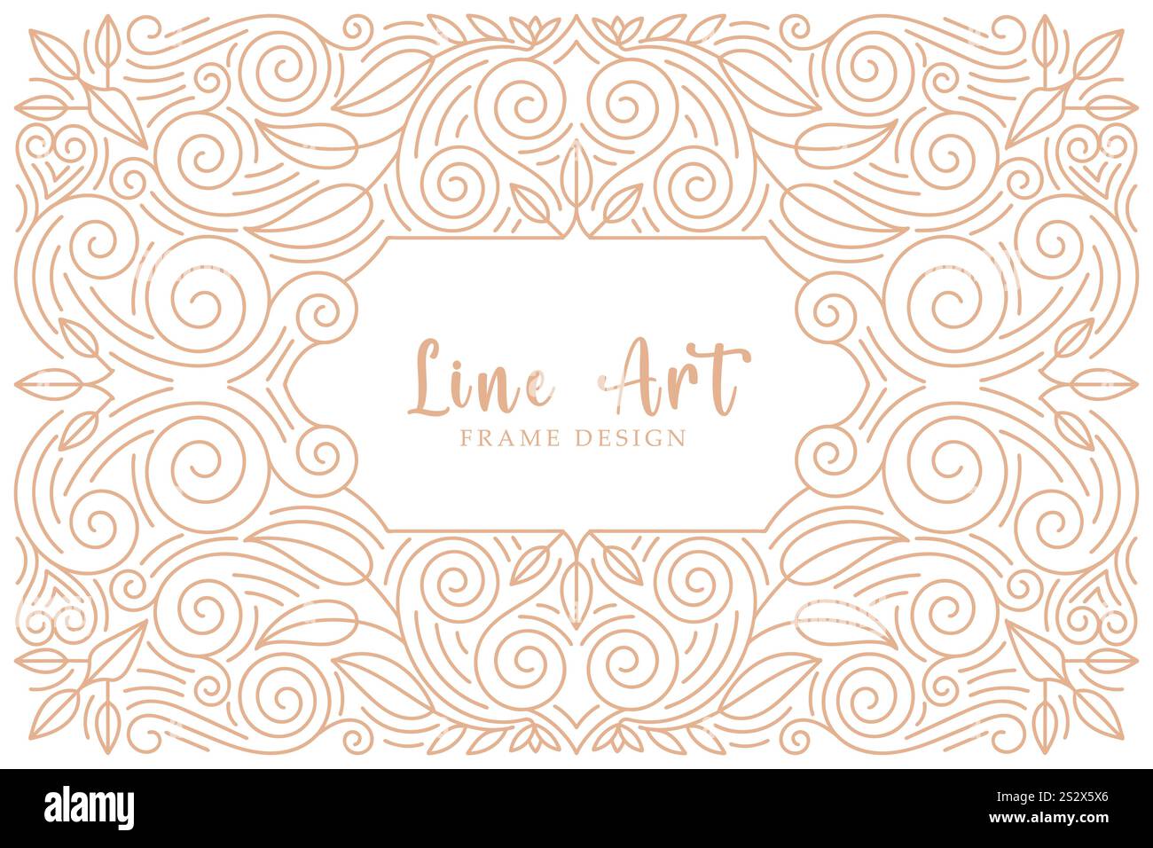 Swirl Pattern Border Frame Vector Design. with elegant vintage botanical decorative elements Stock Vector
