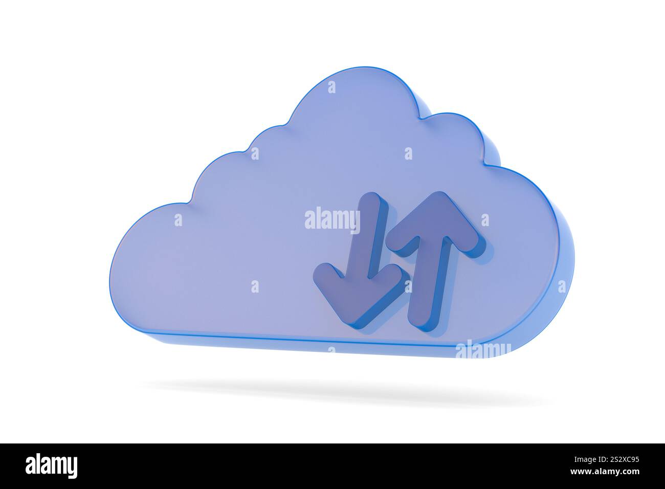 Cloud and two arrow on white background. Isolated 3D illustration Stock Photo