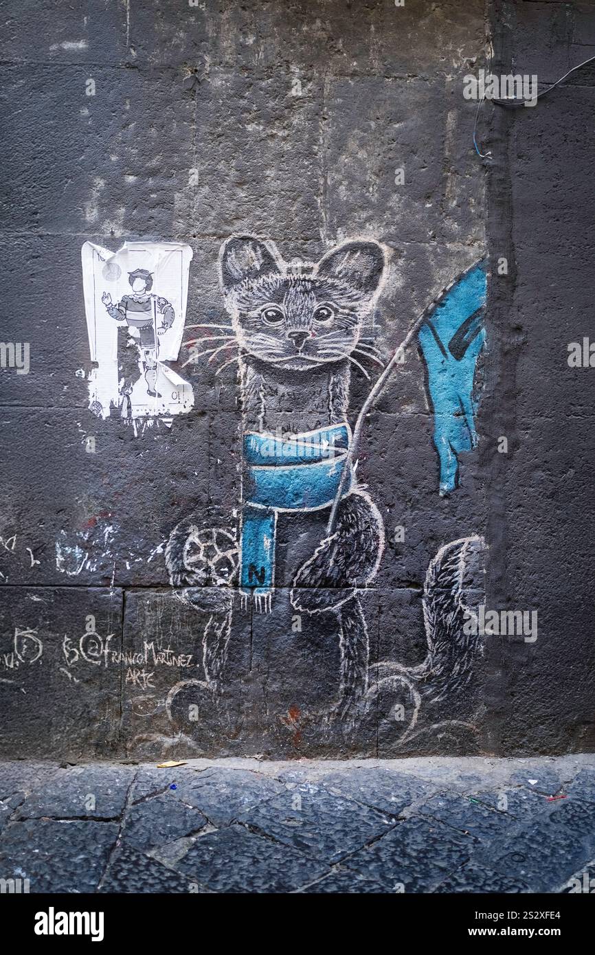 Animal Soccer fan graffiti - Naples, Italy Stock Photo