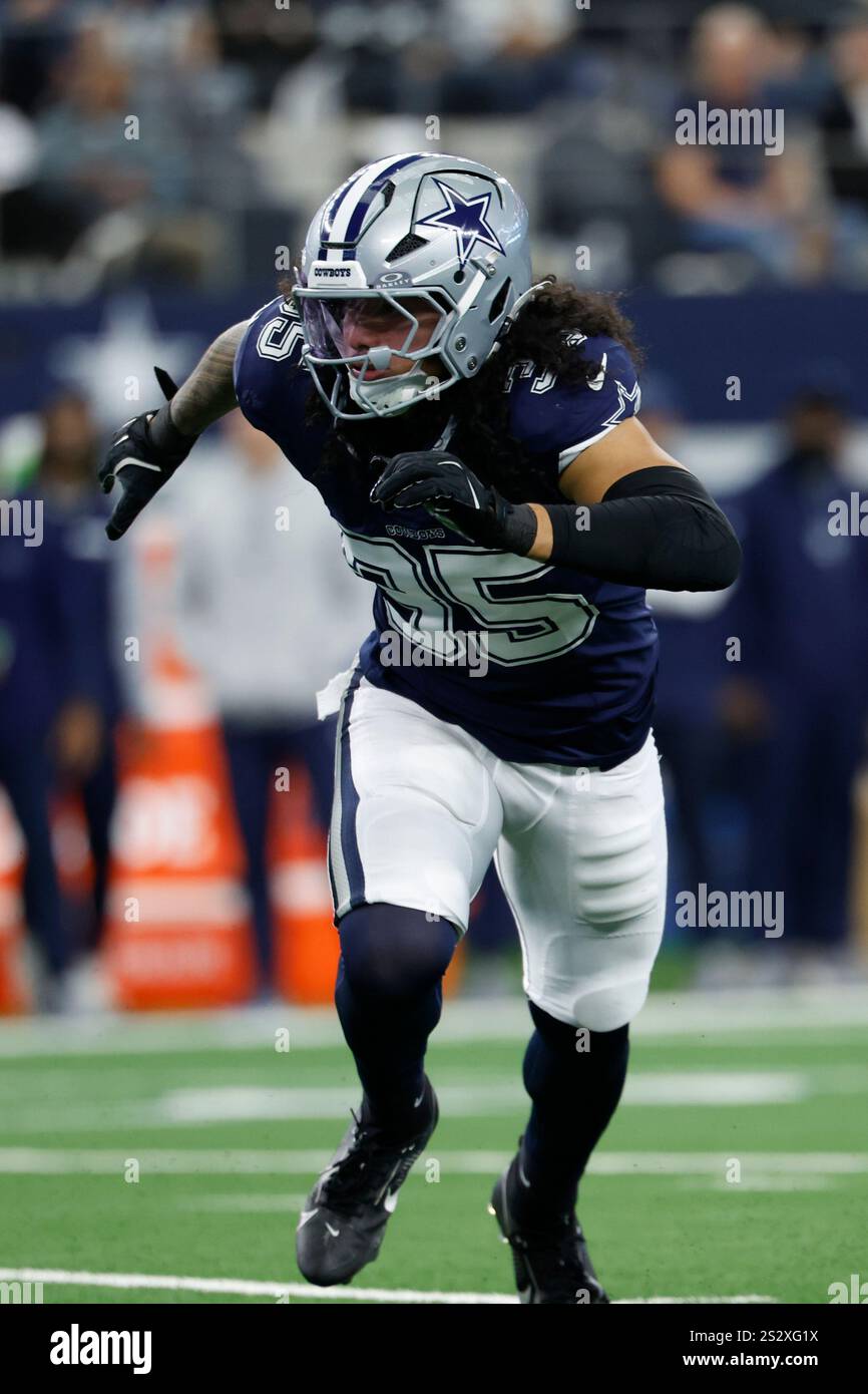 Dallas Cowboys Linebacker Marist Liufau 35 Looks To Defend During A NFL Football Game Against Dallas Cowboys Linebacker Marist Liufau 35 Looks To Defend During A Nfl Football Game Against The Washington Commanders On Sunday Jan 5 2025 In Arlington Texas Ap Photomatt Patterson 2S2XG1X