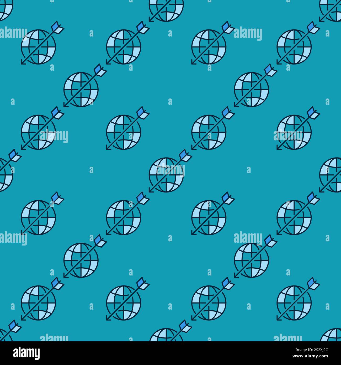 Earth and Arrow vector Multipolarity concept blue seamless pattern Stock Vector