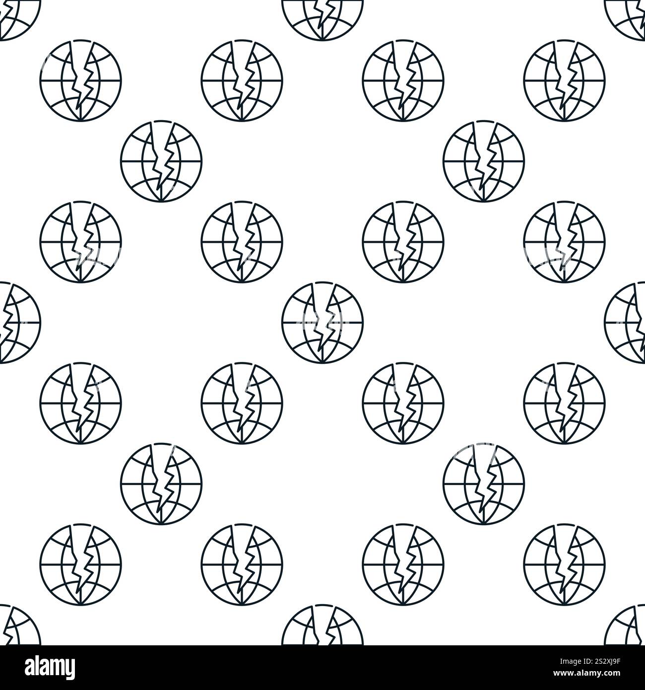 Earth Crack vector Multipolarity and Crisis concept thin line seamless pattern Stock Vector