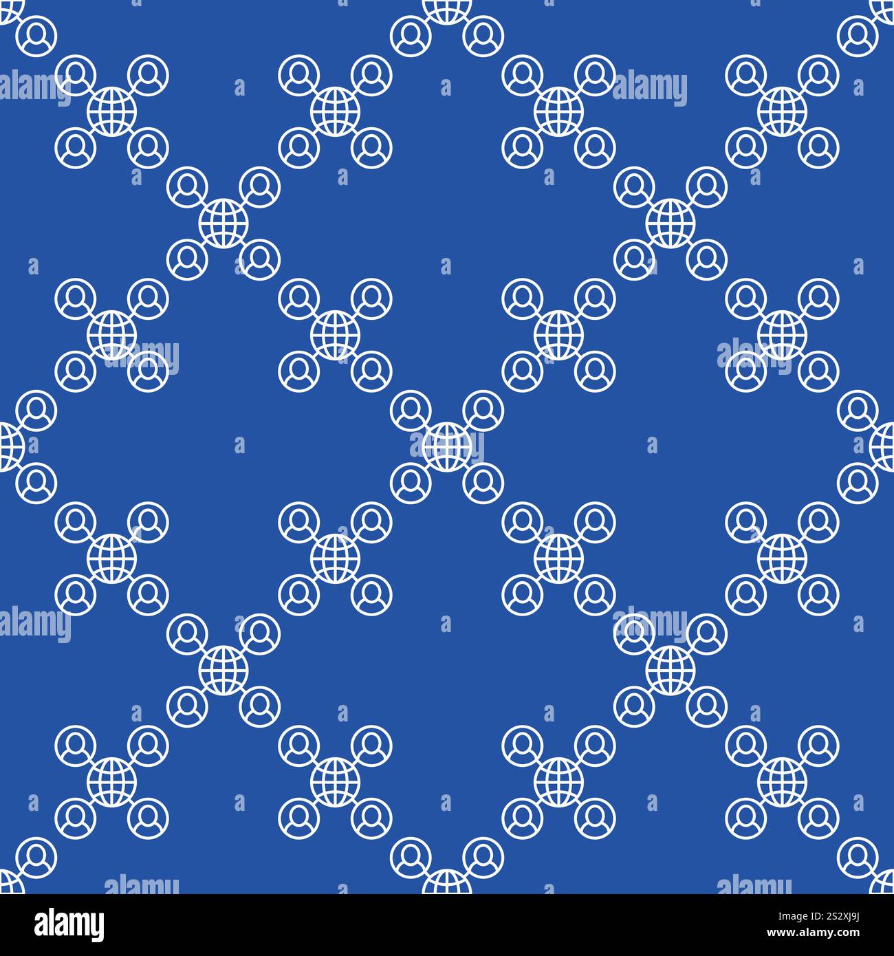 Earth and People Around vector Multipolarity concept seamless pattern in thin line style Stock Vector