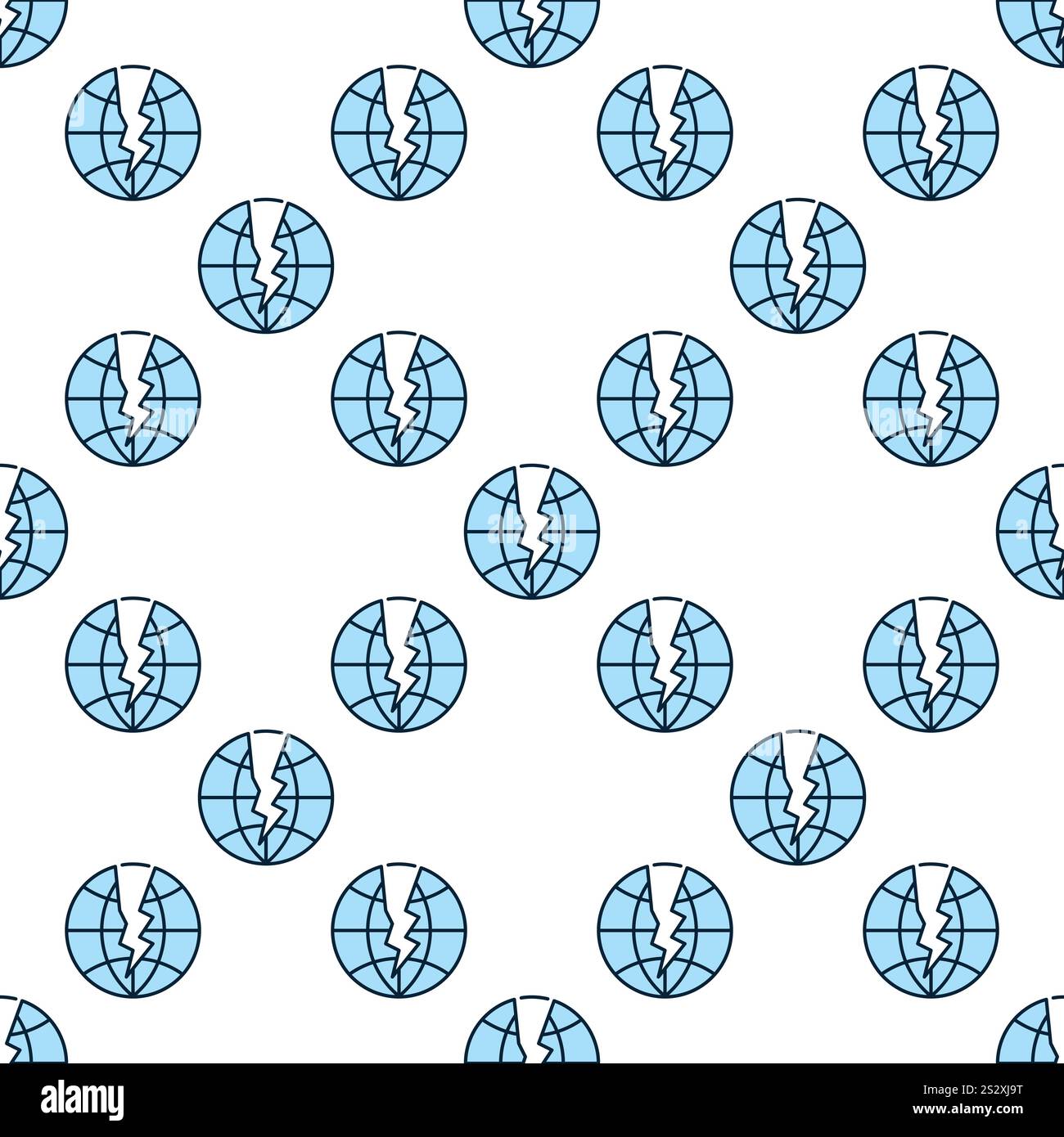 Crack on Earth Globe vector Multipolarity and Crisis concept blue seamless pattern Stock Vector