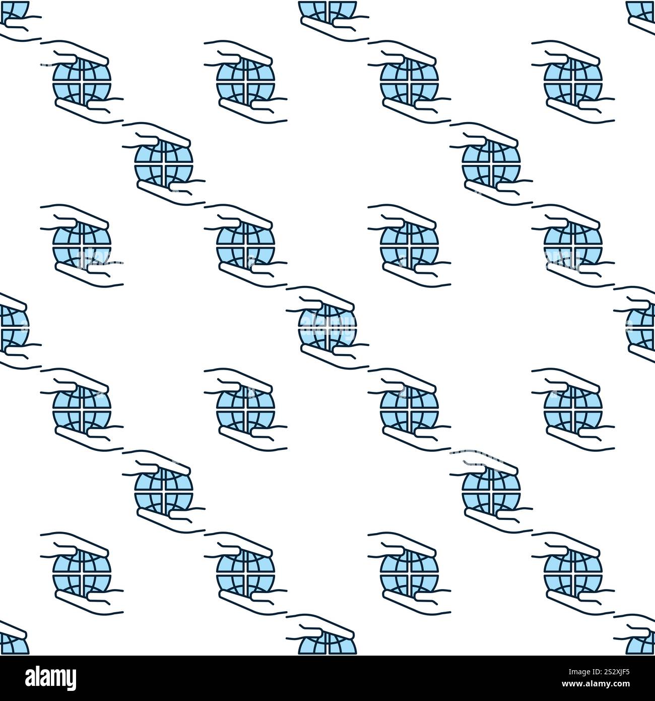 Hands with Earth Globe vector Multipolarity concept blue seamless pattern Stock Vector