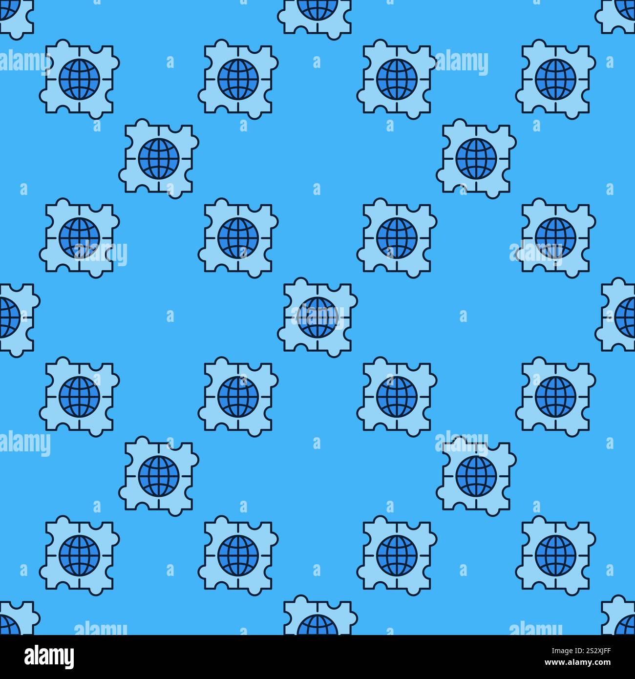 Earth in Puzzle vector Multipolarity concept blue seamless pattern Stock Vector