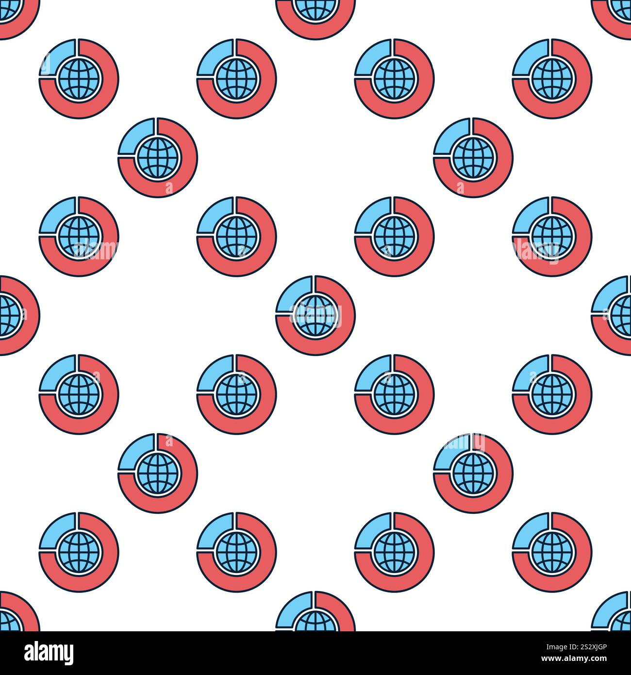 Pie Chart with Earth Globe vector concept blue seamless pattern Stock ...