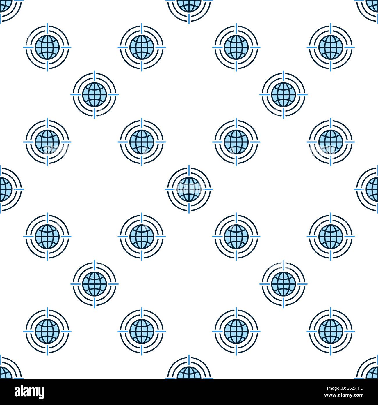 Earth in Target vector Multipolarity concept blue seamless pattern Stock Vector