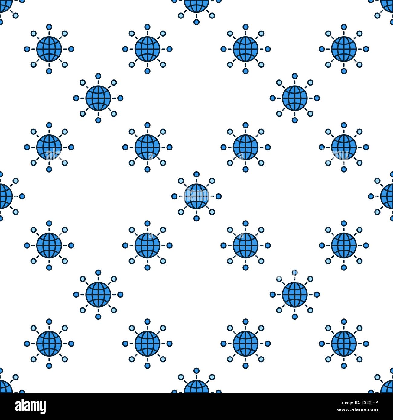 Multipolarity vector World Globe with Circles concept blue seamless pattern Stock Vector