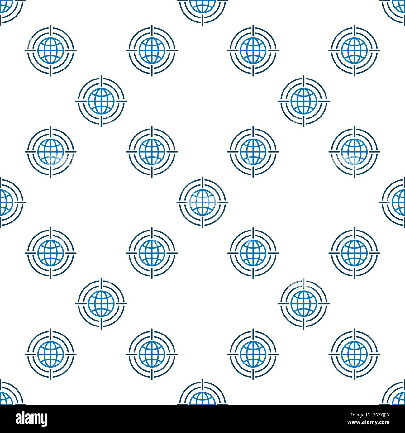 Earth in Target vector Multipolarity concept seamless pattern in thin line style Stock Vector