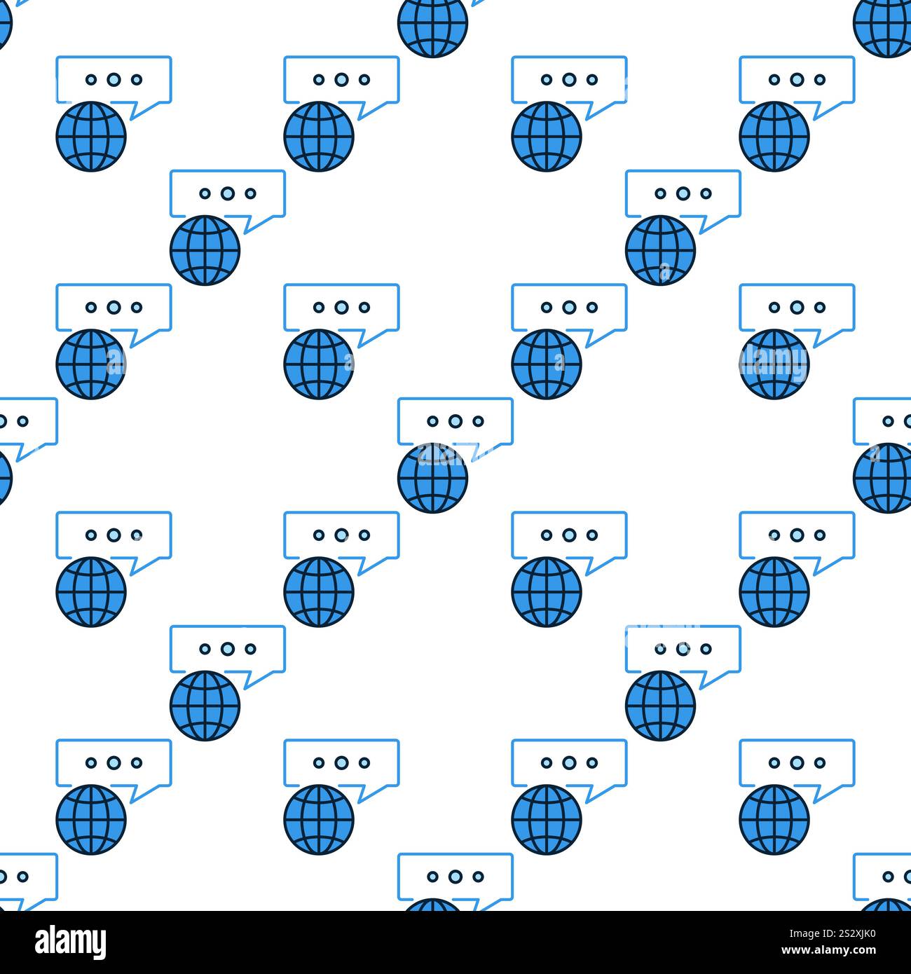 Message and Earth Globe vector Multipolarity concept blue seamless pattern Stock Vector
