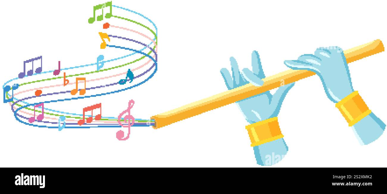 Colorful notes flowing from a golden flute Stock Vector Image & Art - Alamy