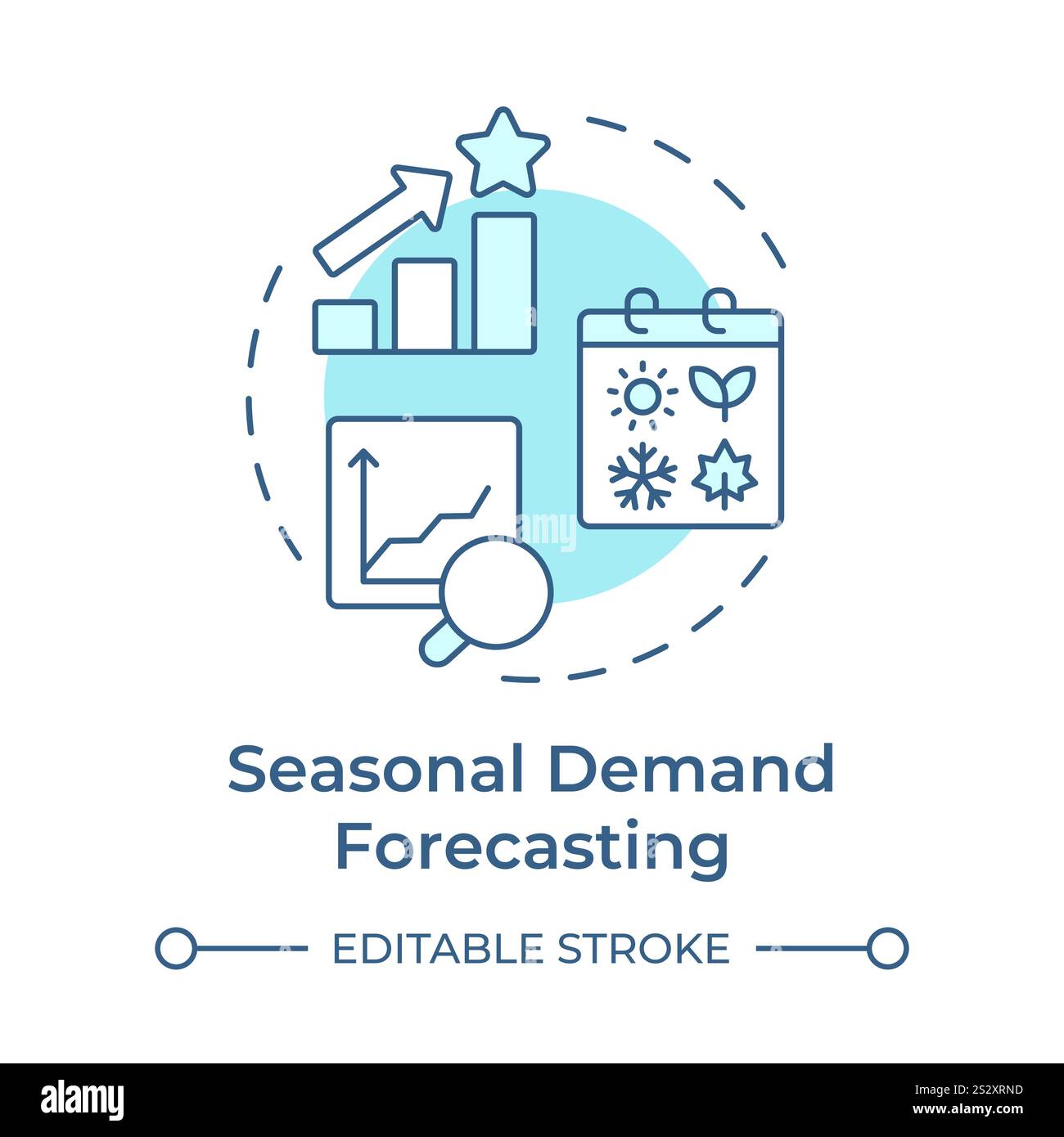 Seasonal demand forecasting soft blue concept icon Stock Vector