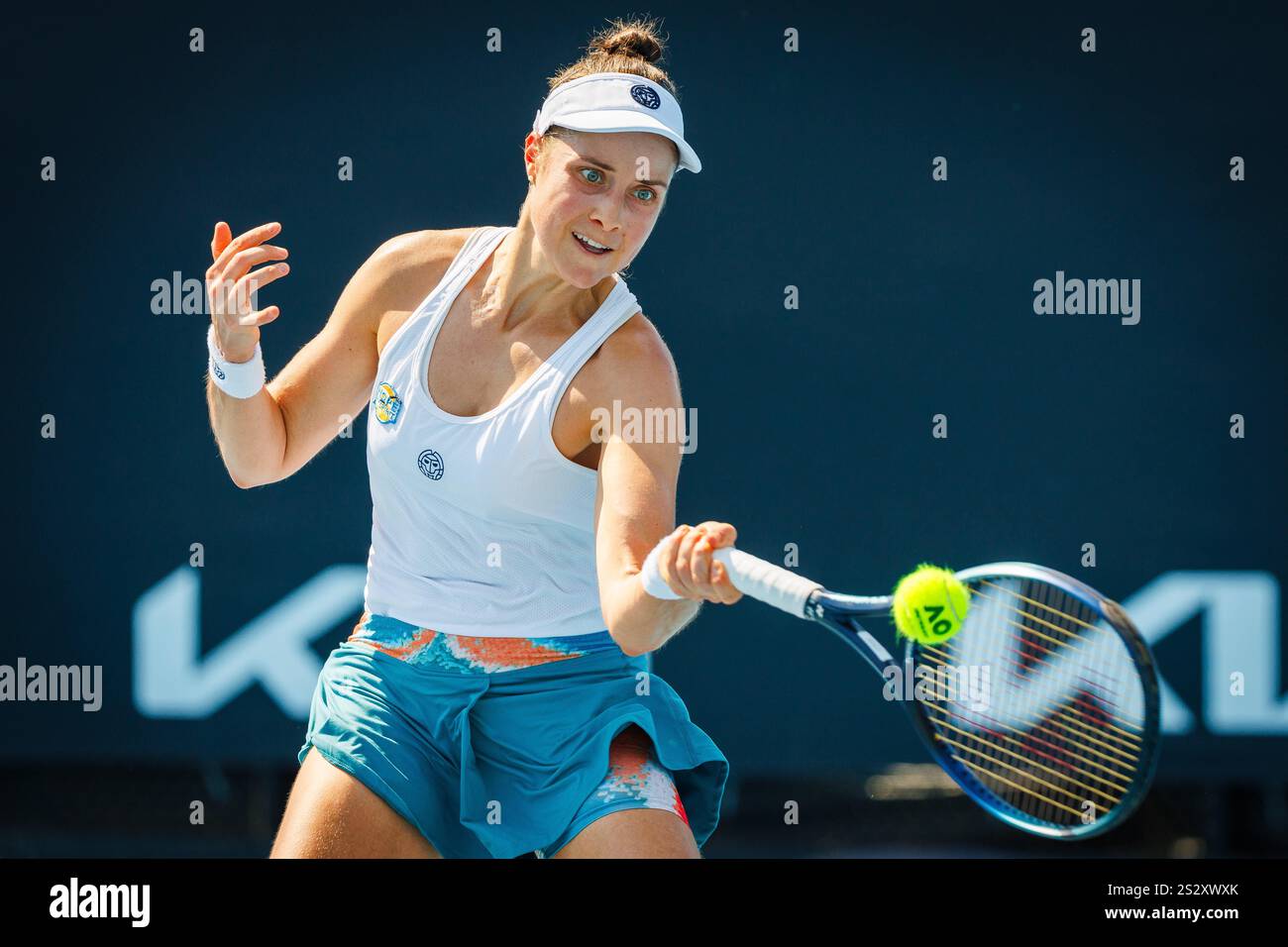 Melbourne, Australia. 08th Jan, 2025. Belgian Marie Benoit pictured during a women's qualifying singles second round game between Belgian Marie Benoit and Polish Maja Chwalinska, at the 'Australian Open' Grand Slam tennis tournament, Wednesday 08 January 2025 in Melbourne Park, Melbourne, Australia. The 2025 edition of the Australian Grand Slam takes place from January 12th to January 26th. Benoit lost her second game 1-6, 6-3, 1-6. BELGA PHOTO PATRICK HAMILTON Credit: Belga News Agency/Alamy Live News Stock Photo
