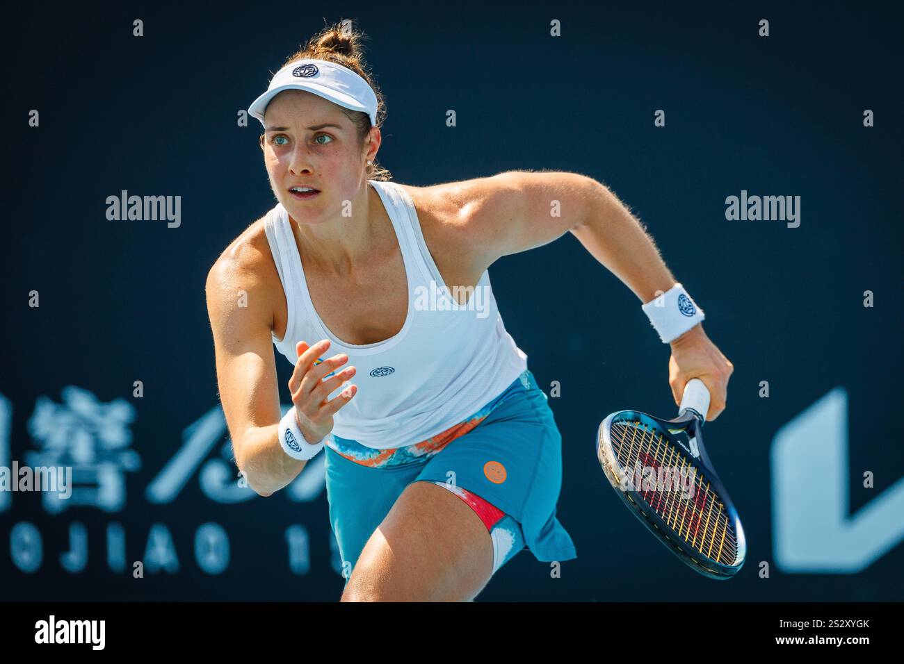 Melbourne, Australia. 08th Jan, 2025. Belgian Marie Benoit pictured during a women's qualifying singles second round game between Belgian Marie Benoit and Polish Maja Chwalinska, at the 'Australian Open' Grand Slam tennis tournament, Wednesday 08 January 2025 in Melbourne Park, Melbourne, Australia. The 2025 edition of the Australian Grand Slam takes place from January 12th to January 26th. Benoit lost her second game 1-6, 6-3, 1-6. BELGA PHOTO PATRICK HAMILTON Credit: Belga News Agency/Alamy Live News Stock Photo