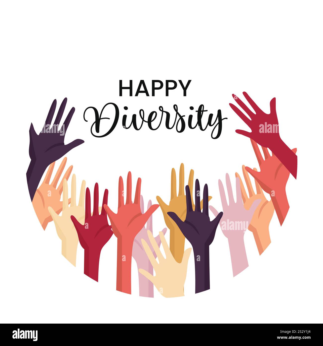 Happy diversity with hands up background vector illustration Stock ...