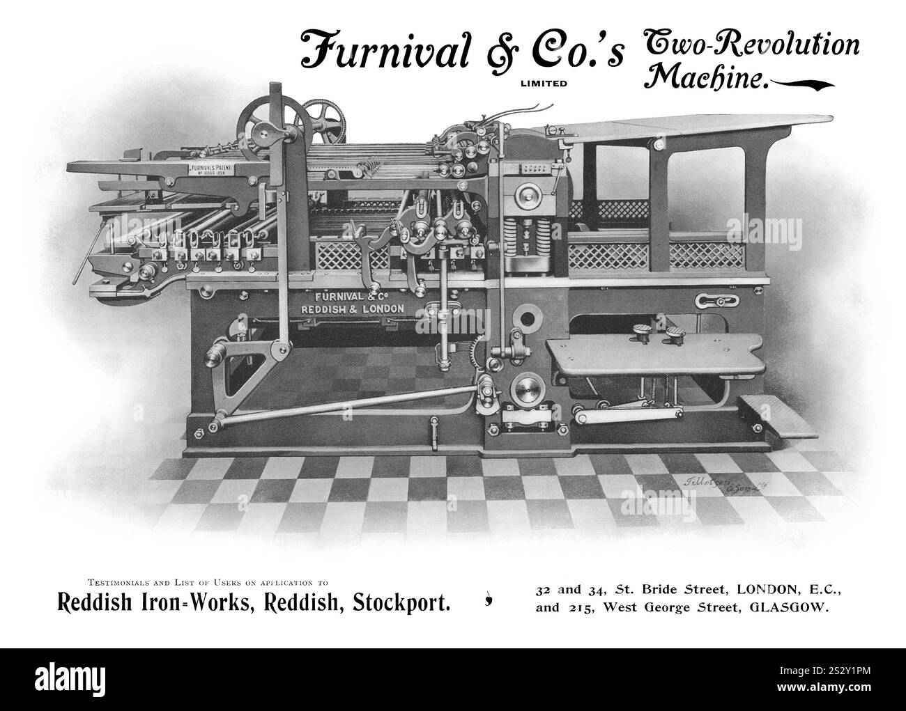 1903 British advertisement for a two-revolution printing machine by ...