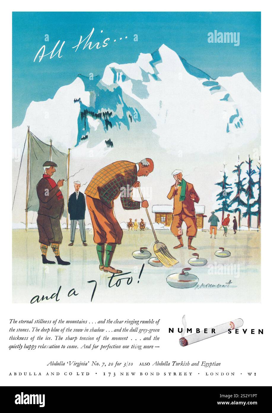 1951 British advertisement for Abdulla Number Seven cigarettes Stock ...