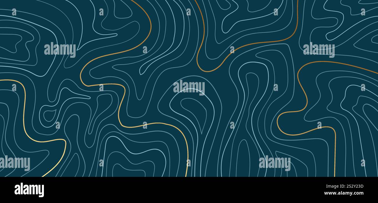 Abstract Gold Line Art on Elegant Blue Background.Vector illustration ...