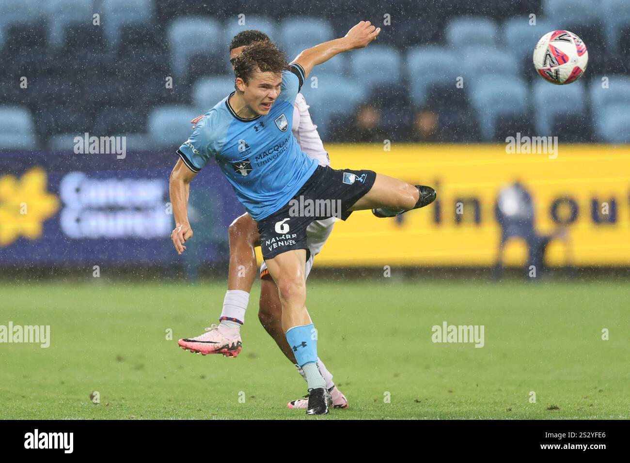 Corey Hollman of Sydney FC competes for the ball during the ALeague