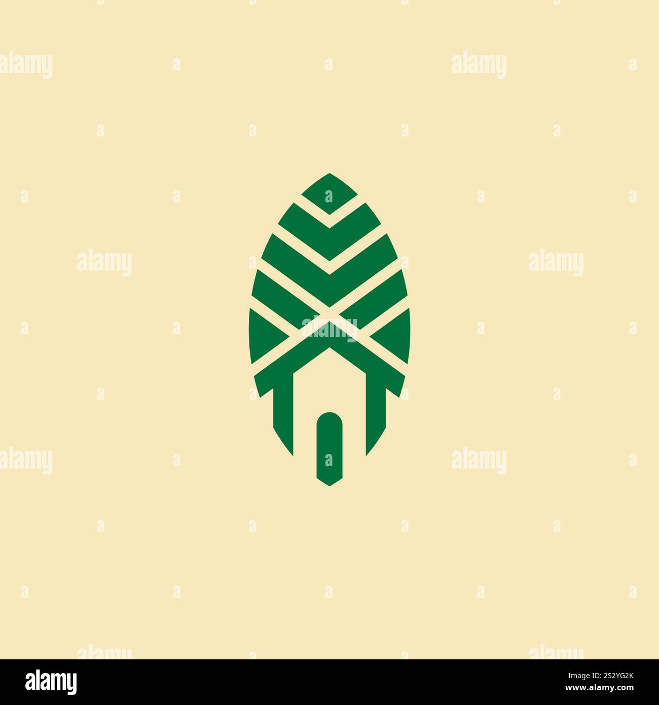 Green House Icon Vector. Leaf Home Logo Design Stock Vector