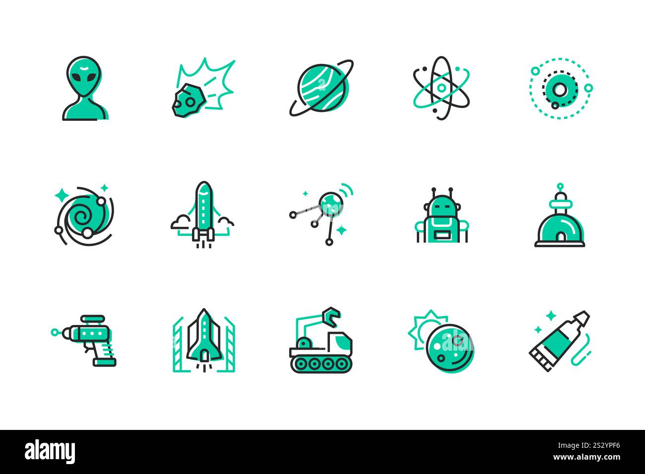 Space and planetary exploration - set of line design style icons Stock ...